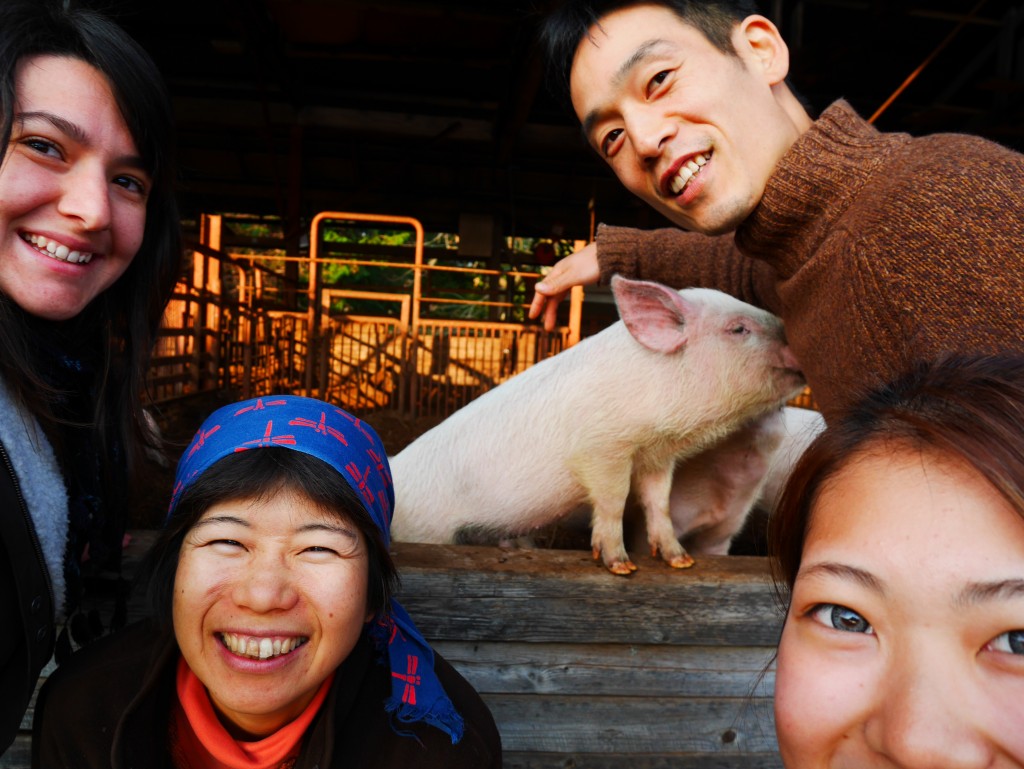 De gauche à droite et de haut en bas : moi, Yuko, petit cochon, Kai, Saki